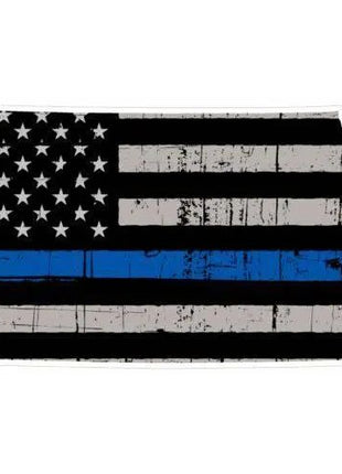 Thin Blue line decal - State of North Dakota Grey Tattered Flag Decal - Various Sizes.