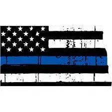 Thin Blue line decal - State of North Dakota Tattered Flag Decal - Various Sizes.