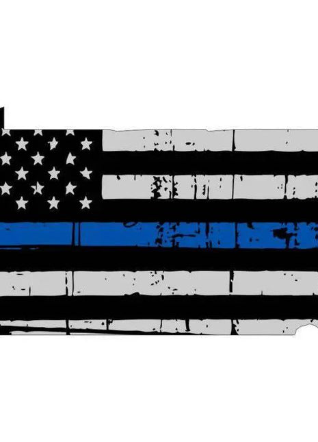 Thin Blue line decal - State of Pennsylvania Thin Blue Line Grey Tattered Flag - Various Sizes.