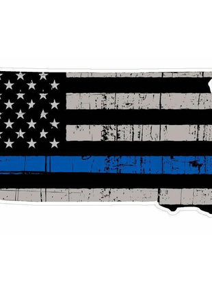 Thin Blue line decal - State of South Dakota Grey Tattered Flag Decal - Various Sizes.