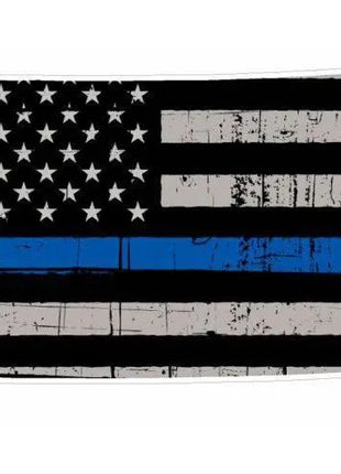 Thin Blue line decal - State of Wyoming Grey Tattered Flag - Various Sizes.