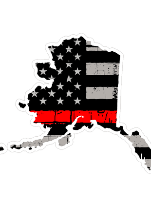 Thin Red line decal - State of Alaska Thin Blue Line Grey tattered Flag Decal - Various Sizes.