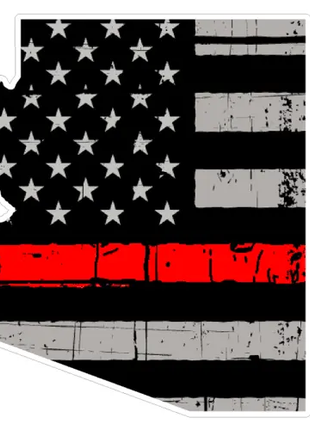 Thin Red line decal - State of Arizona Grey Tattered Flag Decal - Various Sizes.