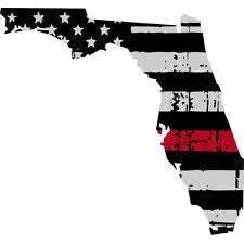 Thin Red line decal - State of Florida Tattered Flag - Various Sizes.