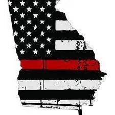 Thin Red line decal - State of Georgia Tattered Flag - Various Sizes.
