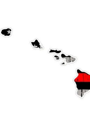Thin Red line decal - State of Hawaii Thin Red Line Grey tattered Flag Decal - Various Sizes.