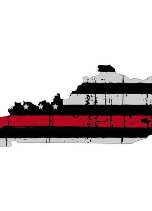 Thin Red line decal - State of Kentucky Thin Red Line Grey tattered Flag Decal - Various Sizes.
