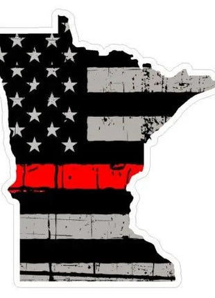 Thin Red line decal - State of Minnesota Grey Tattered Flag - Various Sizes.