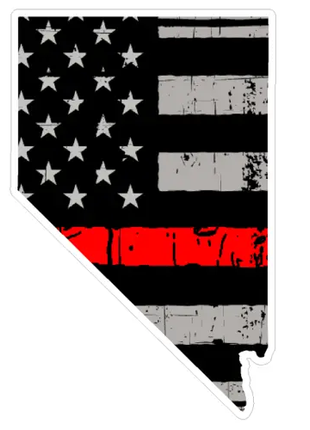 Thin Red line decal - State of Nevada Grey Tattered Flag Decal - Various Sizes.