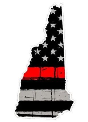 Thin Red line decal - State of New Hampshire Tattered Flag - Various Sizes.