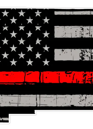 Thin Red line decal - State of New Mexico Grey Tattered Flag - Various Sizes.