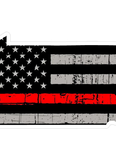 Thin Red line decal - State of Pennsylvania Thin Red Line Grey Tattered Flag - Various Sizes.