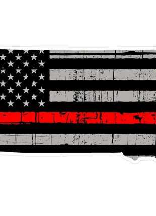 Thin Red line decal - State of South Dakota Grey Tattered Flag Decal - Various Sizes.