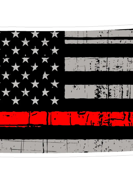 Thin Red line decal - State of Wyoming Grey Tattered Flag - Various Sizes.