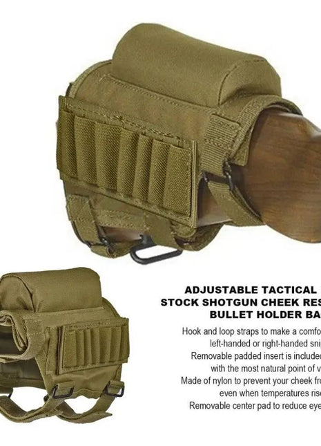 Hot Portable Adjustable Nylon Tactical Butt Stock Shotgun Cheek Rest Pouch Bullet Holder Bag Outdoor Hunting Gun Buttstock Bag.