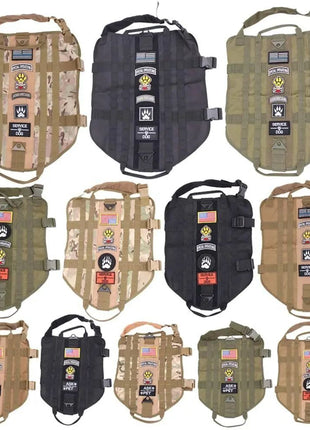 Police K9 Tactical Military 1000D Nylon Molle System Dog Training Dog Harness Hunting Vest Clothes Load Bearing Harness M-XL.