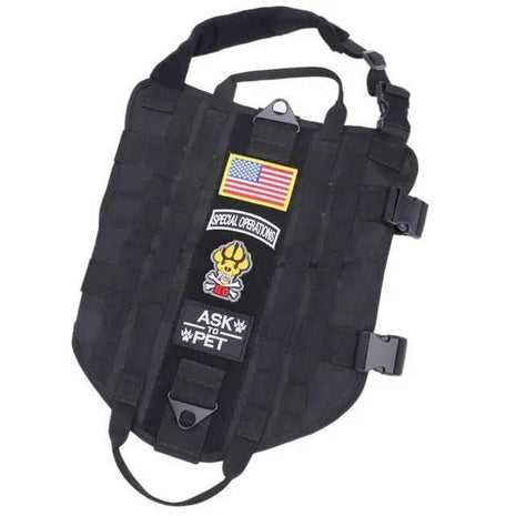 Police K9 Tactical Military 1000D Nylon Molle System Dog Training Dog Harness Hunting Vest Clothes Load Bearing Harness M-XL.