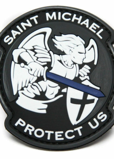 BuckUp Tactical Morale Patch Hook PVC St Michael Saint Michael God Jesus Protect US Thin Blue Line Sword.