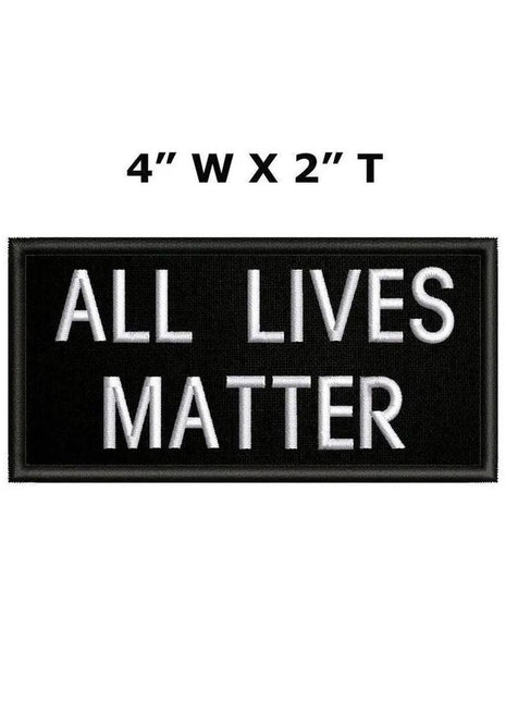 All Lives Matter 4x2" Hook Fastener patch.