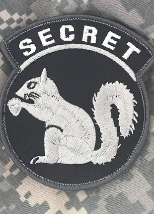 BuckUp Tactical Morale Patch Hook Secret Squirrel Black White PATCHES Patches 3".