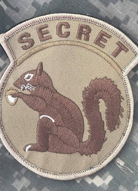 BuckUp Tactical Morale Patch Hook Secret Squirrel Coyote Patches 3".
