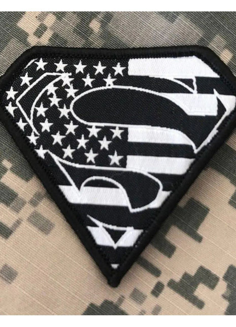 BuckUp Tactical Morale Patch Hook Superman USA Black Patches 2.75".