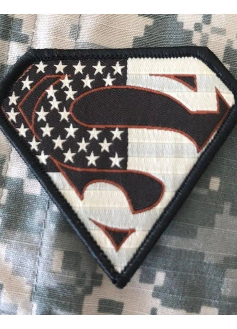BuckUp Tactical Morale Patch Hook Superman USA Tan Subdued Patches 2.75".
