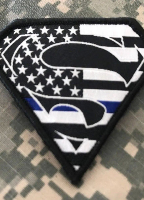 BuckUp Tactical Morale Patch Hook Superman USA Thin Blue Line Patches 2.75".