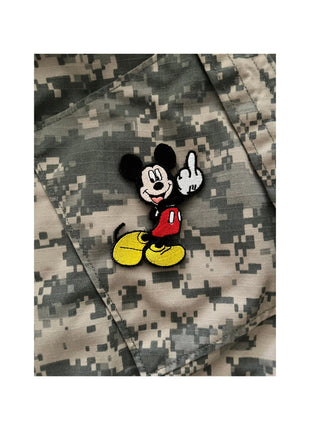 MICKEY MOUSE MIDDLE FINGER CUTOUT MORALE PATCH.