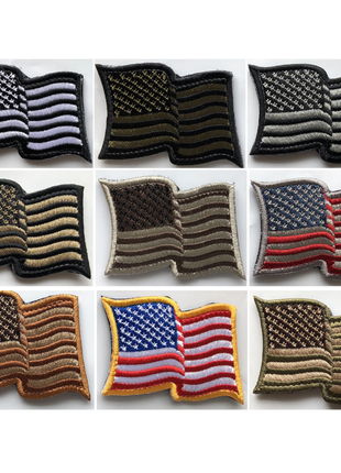 USA US Flag Forward WAVING Facing Patches 3x2"
