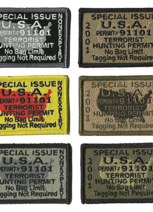 BuckUp Tactical Morale Patch Hook Terrorists Hunting Permit Patches 3x2".