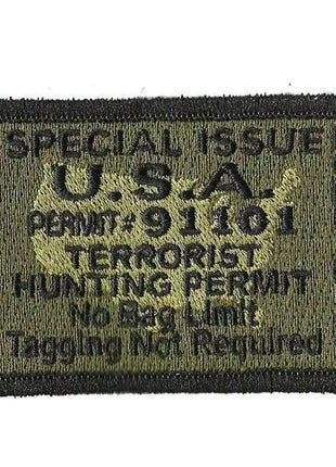 BuckUp Tactical Morale Patch Hook Terrorists Hunting Permit Patches 3x2".