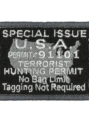 BuckUp Tactical Morale Patch Hook Terrorists Hunting Permit Patches 3x2".