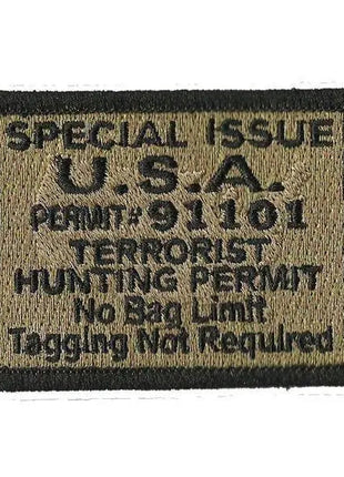 BuckUp Tactical Morale Patch Hook Terrorists Hunting Permit Patches 3x2".