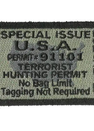BuckUp Tactical Morale Patch Hook Terrorists Hunting Permit Patches 3x2".