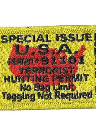 BuckUp Tactical Morale Patch Hook Terrorists Hunting Permit Patches 3x2".