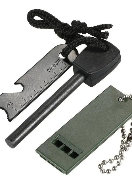 Fire Starter Firesteel Flintstone Fire Steel Striker Fire Start Tool Emergency Whistle.