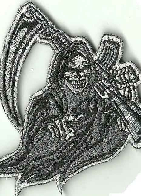 VELCRO® Brand Hook Backing Grim Reaper Rifle Funny Morale 3" Sized patch.