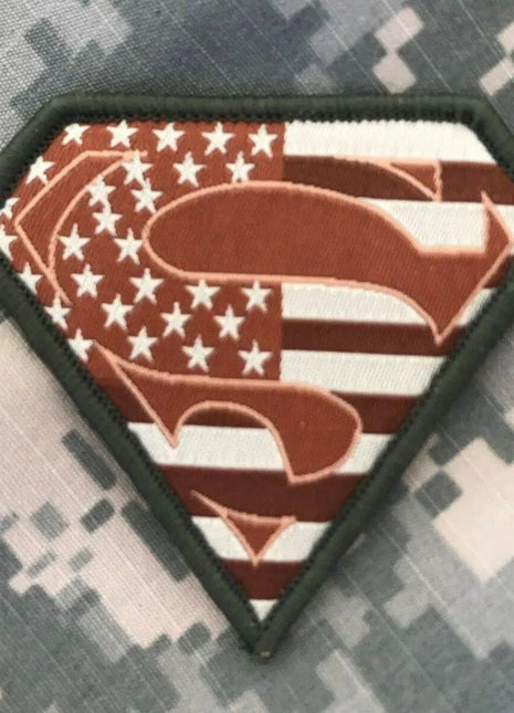 VELCRO® BRAND Hook Fastener Compatible Patch Superman USA Multitan Patches 2.75".