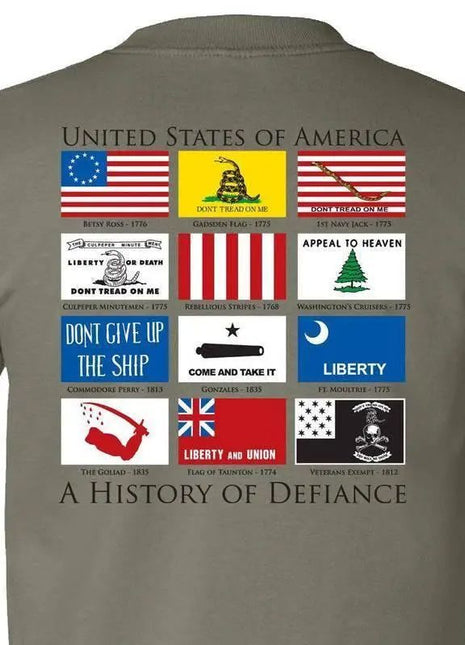 HISTORY OF DEFIANCE T-SHIRT - SAGE S M L XL 2XL 3XL 4XL 5XL.