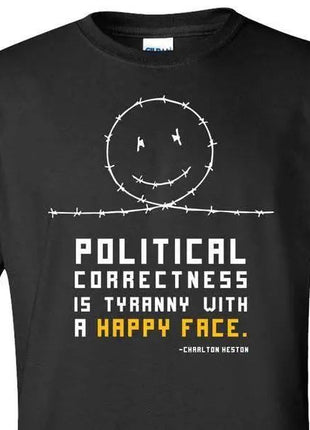 PC HAPPY FACE BLACK T-SHIRT S M L XL 2XL 3XL 4XL 5XL.