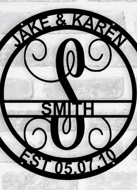 Circle Vine Full Name Monogram - Metal Wall Art/Decor