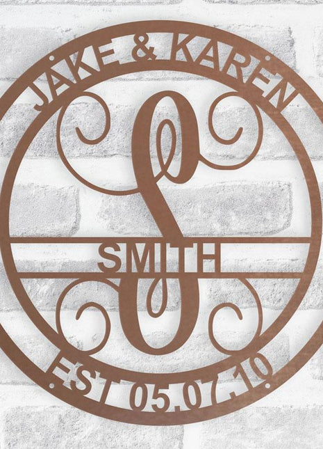 Circle Vine Full Name Monogram - Metal Wall Art/Decor