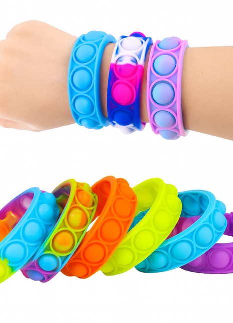 Colorful Silicone Bubble Bracelet Stress Relief Toy (Pack of 6)
