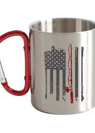 Fishing Rod American Flag Carabiner Mug 12oz