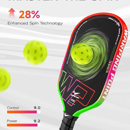 Neon Pickleball Paddle 16mm Core in Green, Pink & Orange Warping Point