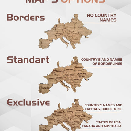 Wooden World Map Rustic Wall Art Home Decor Large Travel Map Wood Gift