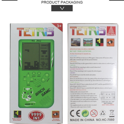 Retro Childhood Tetris Handheld Game Player Green