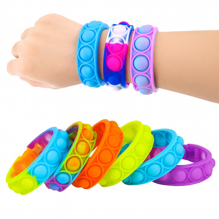 Colorful Silicone Bubble Bracelet Stress Relief Toy (Pack of 6)