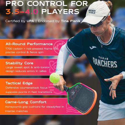 Neon Pickleball Paddle 16mm Core in Green, Pink & Orange Warping Point